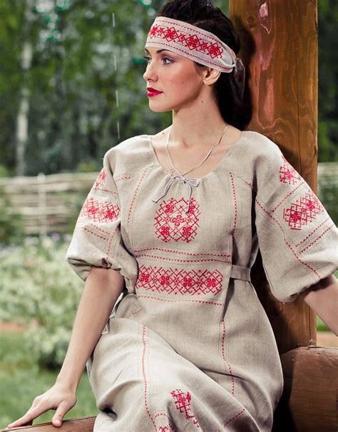 Linen dress ''Slavic style'' | RusClothing.com