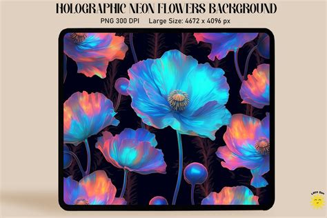 Holographic Neon Poppy Flowers Graphic by Lazy Sun · Creative Fabrica