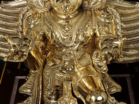 49" Large Garuda - Vahana of Lord Vishnu in Brass on Wooden Pedestal ...