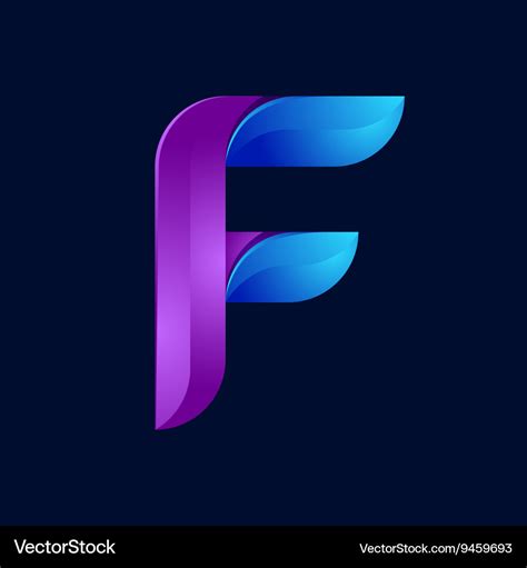 F letter volume blue and purple color logo design Vector Image