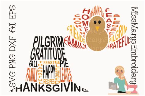 Thanksgiving Word Art Shapes SVG Cutting File PNG DXF AI EPS