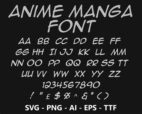 Anime Manga Font Ttf Svg Eps Png Cricut Silhouette - Etsy UK