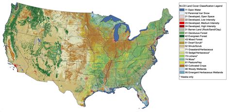 a map of the united states showing land cover