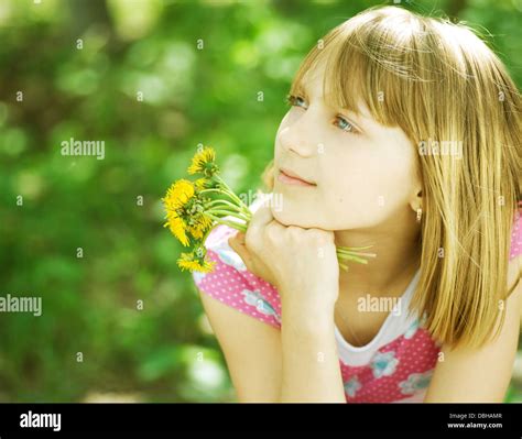 Smiling Little Girl Outdoor Stock Photo - Alamy