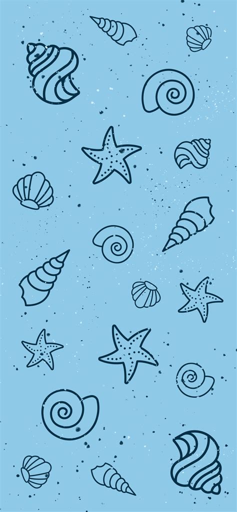 Shells Blue Aesthetic Wallpaper - Summer Light Blue Wallpaper for iPhone