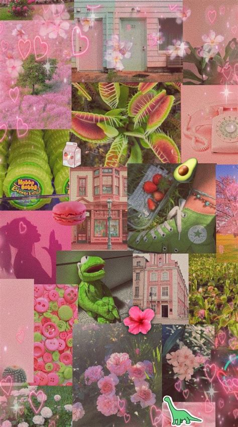 Pink and green aesthetic wallpaper | Pink and green wallpaper, Pink ...