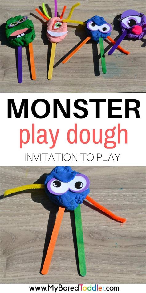 Playdough Monster Invitation to Play - My Bored Toddler