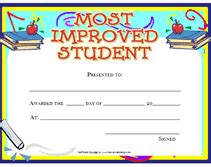 Printable Most Improved Student Awards Certificates Templates