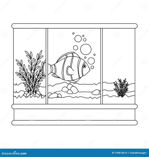 Square Aquarium with Colors Fish Stock Illustration - Illustration of ...