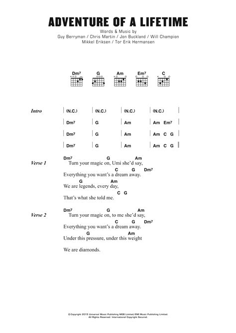 Adventure Of A Lifetime by Coldplay - Guitar Chords/Lyrics - Guitar ...