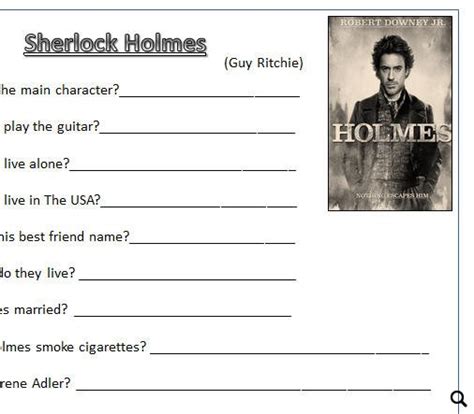 Movie Worksheet: Sherlock Holmes