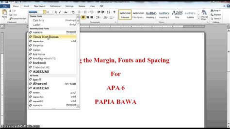 APA 6 Setting Margins, Fonts, Spacing - YouTube