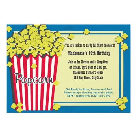 Popcorn Premiere 5x7 Paper Invitation Card | Zazzle