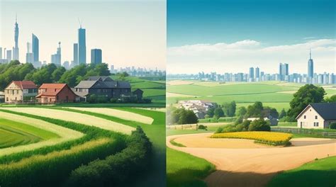 Premium AI Image | Urban Vs Rural Real Estate A Visual Journey Through ...