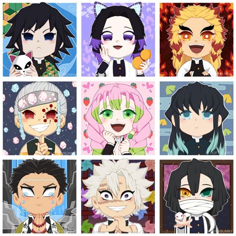 I drew chibi Hashiras! : KimetsuNoYaiba