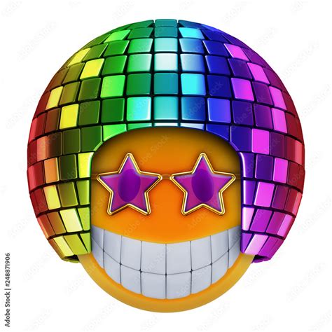 Emoji sphere with disco ball Stock Illustration | Adobe Stock