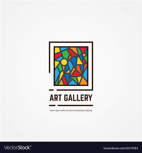 Art gallery logo. Color paintings emblem with triangles and lines ...