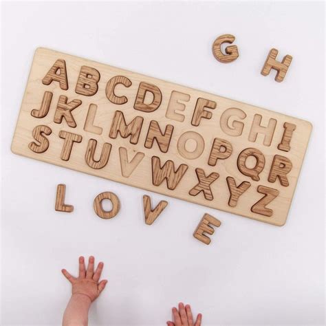 Wooden English alphabet puzzle for toddlers DejavuWood | Baptism gifts ...