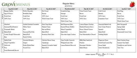 Assisted Living Menu Template Editable