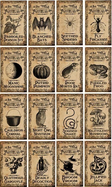 witch apothecary labels magick potion ingredient labels herb labels ...