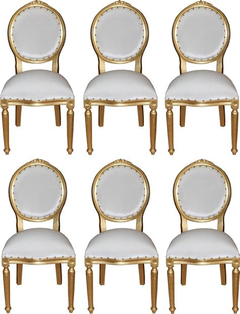 Casa Padrino Luxury Baroque Dining Room Set Medallion White / Gold 50 x ...