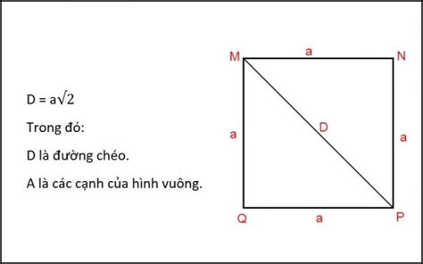 Đường chéo hình vuông : Công thức, tính chất và cách tính.