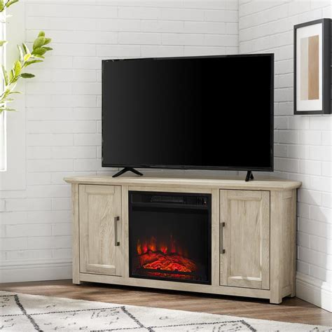 Camden 48" Corner Tv Stand W/Fireplace Frosted Oak - Walmart.com ...