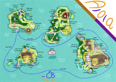 Pokemon Alola Region Labeled Map