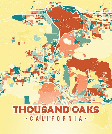 Thousand Oaks US map Digital Art by Alexandru Chirila - Fine Art America