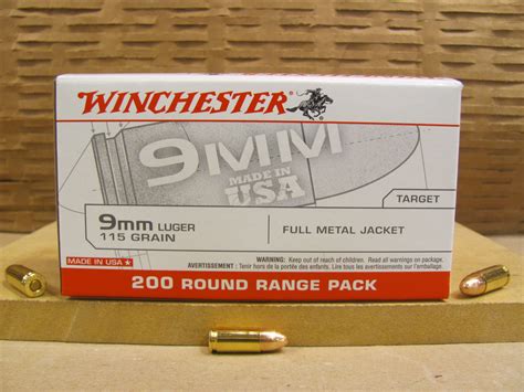 Winchester 9mm Luger Ammo - 1000 Rounds of 115 Grain FMJ - Bulk Case ...