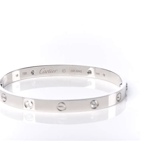 CARTIER 18K White Gold 4 Diamond LOVE Bracelet 18 489550 | FASHIONPHILE