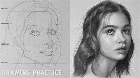 Drawing Practice - Portrait Drawing with Graphite Pencils using Loomis ...