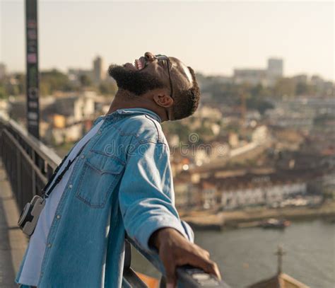 Happy Traveller Man on the Oporto Bridge Stock Image - Image of tourist ...