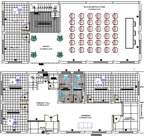 Local Community Hall Architecture Layout, Structure Details dwg file ...