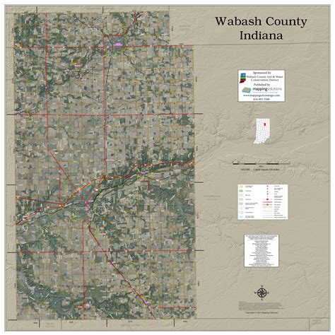 Wabash County Indiana 2022 Aerial Wall Map | Mapping Solutions