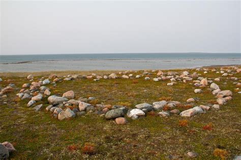 Premium Photo | Remains of several inuit tent rings along the coast of ...