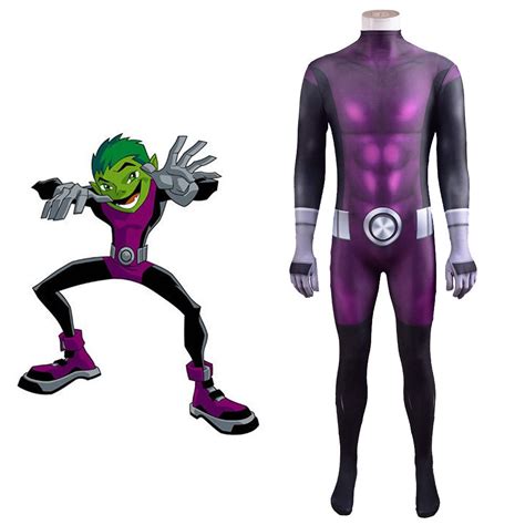 Super Hero Titans Attack Beast Boy Costume Cosplay Spandex Zentai Jump ...