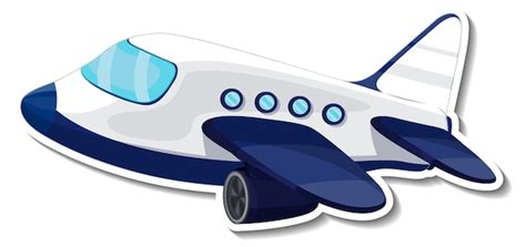 Free Vector | Airplane cartoon sticker on white background