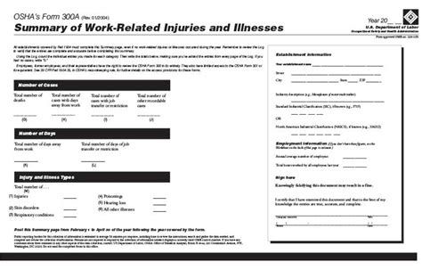 Printable Osha 300 Form - Printable Forms Free Online