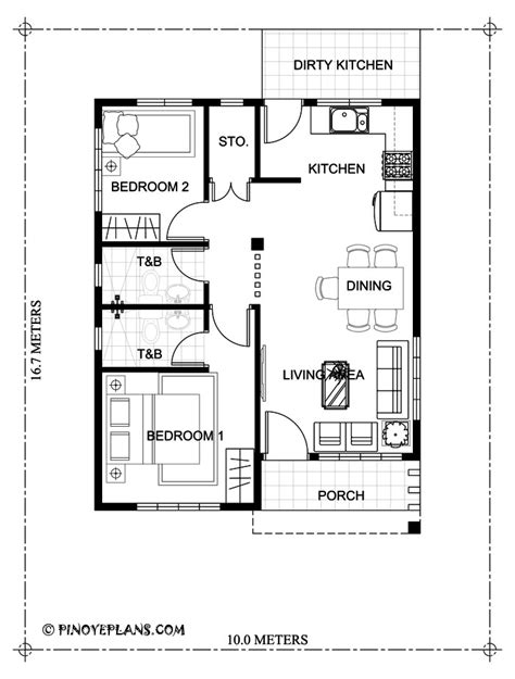 Two Bedroom Small House Design Shd 2017030 Pinoy Eplans