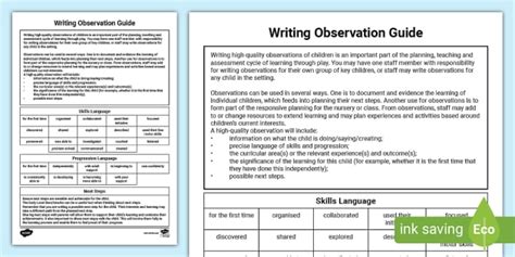 Written Observation Examples and Guide - Twinkl