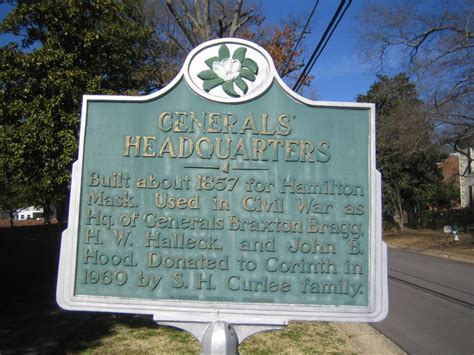 Generals' Headquarters - Corinth - MS - US - Historical Marker Project