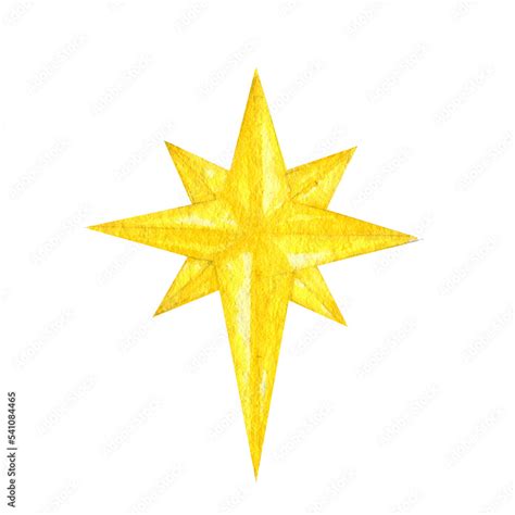 Bethlehem golden star watercolor, Christmas Star symbol illustration on ...