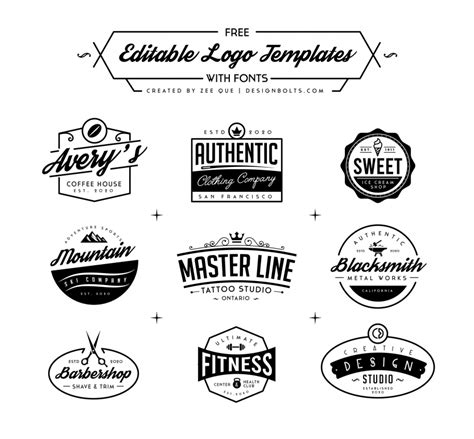 Free Professional Editable Logo Templates With Fonts in Vector Ai ...