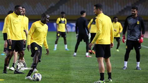 Saudi Al-Ittihad team exercises in Isfahani stadium, central Iran