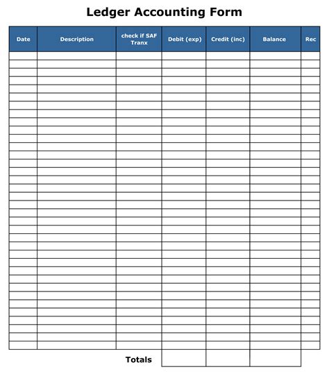 Free Printable Accounting Ledger Template