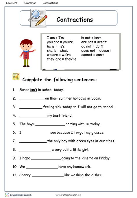 Contractions Worksheet 2 – English Treasure Trove