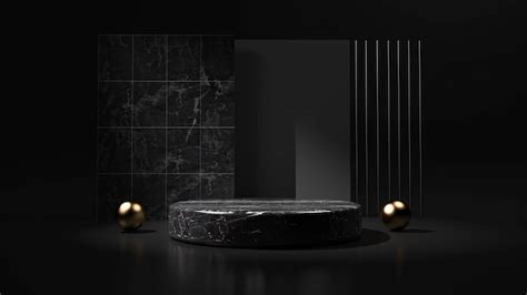 Premium Photo | Abstract black background with geometric shape podium ...