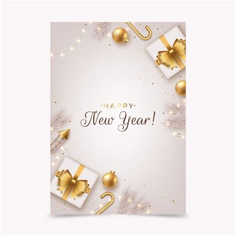 Free Vector | Realistic new year greeting card template