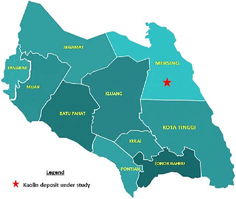 Map of Johor State showing the location of kaolin deposit under study ...